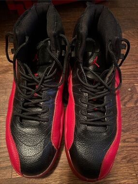 Jordan Black and Red High-Top Basketball Sneakers